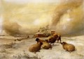Ovejas en un paisaje invernal ovejas animales de granja Thomas Sidney Cooper